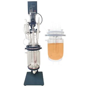 5L Jacketed Glass Reactor, Double Layer Lab Reactor with Digital Display & 0-600 RPM, 220V High Borosilicate Glass Vessel for Chemical Synthesis, Distillation and Extraction in Kuwait