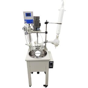 10L Single Layer Glass Reactor, 110V Lab Jacketed Glass Reactor & Chemical Reaction Vessel with Heating, Stirring, Digital Display Function, for Distillation, Mixing in Chemistry Labs in Kuwait
