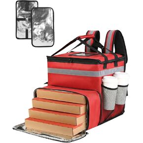 Bodaon Food Delivery Backpack with 2 Base Plates, Dual-Layer Insulated Compartments, Waterproof Lining, Reflective Strip - Pizza Delivery Bag for Bike Couriers, Grocery, Takeout, Food Transport in Kuwait