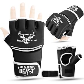 قفازات BEAST RAGE MMA للرجال والنساء، قفازات فنون الدفاع عن النفس تصارع السجال، راحة اليد جيدة التهوية، جلد نباتي، قتال القفص، الملاكمة التايلاندية، الملاكمة، كيس اللكم، الملاكمة، الكيك بوكسينغ in Kuwait