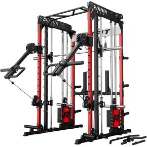 جهاز RitFit M1 Pro Smith مع ملحق ذراع رافعة قابل للتعديل LAM1، قفص طاقة الكل في واحد، رف طاقة مع نظام سحب LAT ونظام كروس للكابل لصالة الألعاب الرياضية المنزلية in Kuwait