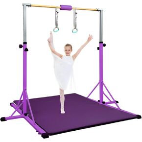 86 قضيب جمباز يورك للأطفال من عمر 3 إلى 20 عامًا، طول قاعدة 5 أقدام، ارتفاع قابل للتعديل من 42 بوصة إلى 63 بوصة، شريط أفقي، شريط كيب للاعبي الجمباز، معدات تدريب الجمباز للمنزل، مركز الصالة الرياضية (بار وحصيرة، أرجواني) in Kuwait