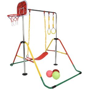 Iron Bar Gymnastics Kip Bar for Kids with Swing and Ring, Junior Adjustable Training Bar for Home, Folding Monkey Bar for Children with Adjustable Height Multicolor, Colorful in Saudi Arabia