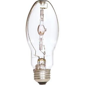 Satco S5858 مصباح HID معدني 100 وات، بداية نبضية، 4000 كلفن أبيض بارد، 9500 لومن، شفاف، قاعدة متوسطة، ED17، زاوية شعاع 360 درجة، 10000 ساعة مصنفة للتركيبات المغلقة (6 عبوات) in Saudi Arabia