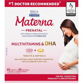 NESTLÉ Materna Prenatal Multivitamin with DHA Supplement | Folic Acid | 60 tablets + 60 DHA soft gels in Saudi Arabia