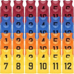 48 قطعة من القمصان الشبابية - جيرسي تدريب فريق كرة السلة الشبكي - سترة كرة قدم مرقمة للرياضة (أحمر/أزرق/برتقالي/أصفر) in Kuwait