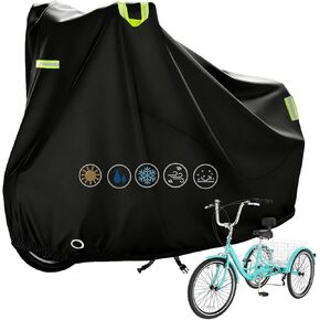 Adult Tricycle Cover Heavy Duty 420D Waterproof, Electric Tricycle & Trike Protection for Outdoor Storage, Adult 3 Wheel Bike Cover Windproof UV Resistant All Weather Protection Black in Saudi Arabia