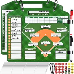لوحة تشكيلة البيسبول المغناطيسية للمخبأ مع حواف معززة - حافظة للتدريب على المسح الجاف على الوجهين، 30 بطاقة تشكيلة / 24 بيدق / 2 قلم تحديد / 2 خطاف in Kuwait