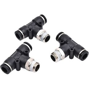 1 قطعة تركيب موصل هواء أسود على شكل حرف T 12 مم - 4 مم خرطوم أنبوب إلى 1/8 بوصة 1/4 بوصة 3/8 بوصة أنبوب ذكر قياسي بريطاني وصلة هوائية (4 مم، 1/8 بوصة) in Kuwait