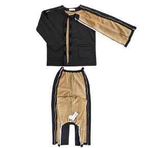 Tear Away Patient Clothes Double Zipper Bedridden Pajamas Set Fleece Thickened Suitable for Elderly, Washable,Gray,L in Kuwait