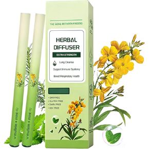 WENEW Mullein Herbal Diffuser Pen with Extracts of Mullein,Thyme and Mint for Lung Detox and Oral Air Freshening - 2 Stick in Kuwait