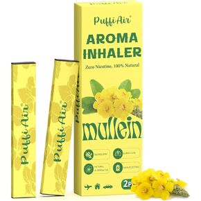 مجموعة الهواء العشبية PUFFIAIR Mullein | خالي من النيكوتين، بدون دخان، غير كهربائي، يمكن استخدامه في أي مكان - يقلل من الرغبة الشديدة والتعب، ويريح الرئة ويدعم التنفس، قطعتان in Kuwait