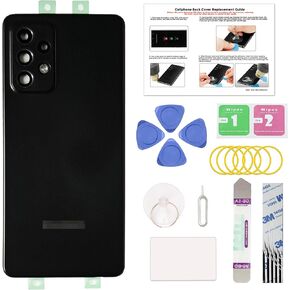 الانصهار الأخضر متوافق مع استبدال الغطاء الخلفي Galaxy A52 ، A52 4G/5G SM-A525 A526 باب الإسكان الخلفي مع ملصق إطار مثبت مسبقًا ، أدوات الإصلاح والتعليمات ، أسود رائع in Kuwait