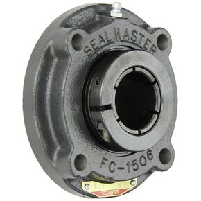 Sealmaster SFC-24TC Standard Duty Piloted Flange Cartridge Unit, 4 Bolt, Regreasable, Contact Seals, Skwezloc Collar, Cast Iron Housing, 1-1/2" Bore, 5-1/4" Overall Length, 3-3/32" Bolt Hole Spacing Width, 7/16" Flange Height in Kuwait