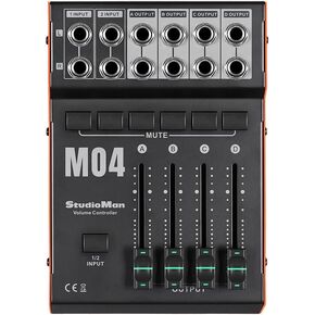 وحدة تحكم الشاشة السلبية StudioMan M04 - وحدة تحكم في مستوى صوت الاستوديو بمدخلين و4 مخرجات مع زر كتم الصوت، موصلات غير متوازنة 1/4 بوصة لشاشات الاستوديو التي تعمل بالطاقة ومكبرات الصوت in Kuwait