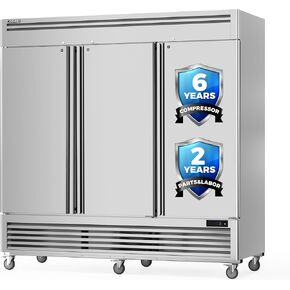 Coolski 3 Door Commercial Refrigerator 82"W 72 Cu.ft Reach-in Stainless Steel Upright Commercial Refrigerator for Restuarant, Bar, Shop, Garage in Kuwait