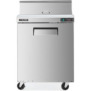 Wilprep 29" Commercial Sandwich Prep Table Refrigerator, 1 Door Stainless Steel Salad Prep Fridge with 8 x 1/6 Pans, 6.5 cu. ft. Fan Cooling Counter Station, NSF & ETL Listed in Kuwait