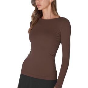 NIKIBIKI Women Seamless Long Sleeve Crew Neck Top, Made in U.S.A, One Size in Kuwait