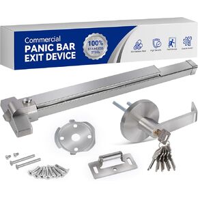 شريط دفع للباب التجاري مقاس 31 بوصة مع غطاء خلفي من الفولاذ المقاوم للصدأ 304، جهاز خروج الذعر من الدرجة الأولى مع مقبض رافعة خارجي و6 مفاتيح، أجهزة طوارئ شديدة التحمل للأبواب المعدنية/الخشبية in Kuwait