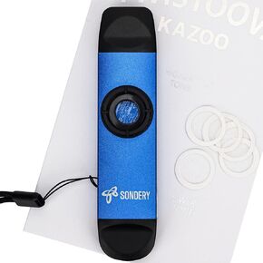 Sondery Professional Metal Kazoo، كازو مزدوج الرأس يتضمن حبل و5 أغشية لجميع الأعمار والمناسبات، أزرق in Kuwait