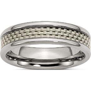 Chisel Titanium Polished with Carbon Fiber Inlay 6mm Band (Width=6) in Kuwait