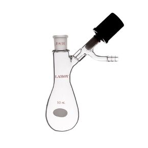 Laboy Glass 200mL Pear-Shaped Schlenk Flask, High Vacuum Valve (0-4mm), 19/22 Joint, Heavy Wall Air-Free Reaction Vessel in Kuwait