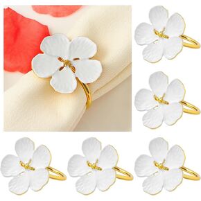 مجموعة حلقات مناديل زهرة الربيع من APTWOW مكونة من 6 - حامل مناديل معدنية زهرية بيضاء وذهبية، حلقات مناديل المزرعة لعيد الفصح وحفلات الزفاف وأعياد الميلاد وديكور طاولة الربيع in Kuwait