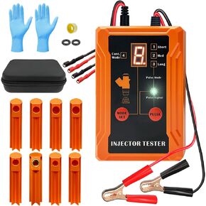 Universal Fuel Injector Tester and Cleaner Tool Kit, DIY Cleaning Tool Kit with 8 Size Cleaning Adapters, 8 Pulse Modes, 4 Wires Dual Channel for 2 Fuel Injectors Simultaneously Test, 12V/5V Output in Kuwait