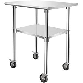 Stainless Steel Table with Wheels for Food Prep & Work Upgraded Package Commercial Worktables, Stainless Table for Restaurant, Home, Kitchen, Garage,36''x18'' in Kuwait