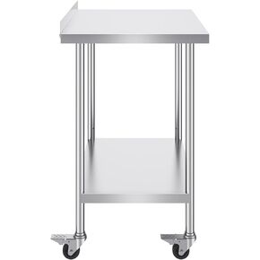 طاولة عمل من الفولاذ المقاوم للصدأ مقاس 24 × 36 × 40 بوصة من Happybuy، طاولة إعداد الطعام شديدة التحمل مع عجلات، ارتفاع قابل للتعديل، طاولة عمل المطبخ التجاري للمطعم، المنزل، الفندق in Kuwait
