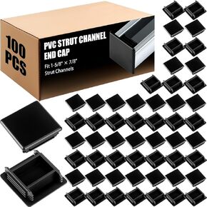 50 Pcs 1-5/8" Black Square Plastic Strut Channel End Caps PVC Strut Channel Safety End Caps Rectangle Plug Frame Protectors in Kuwait