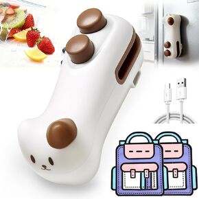 سدادة الأكياس، 2 في 1 حقيبة صغيرة قابلة لإعادة الشحن مع قاطع ومغناطيس، سدادة حرارية صغيرة للوجبات الخفيفة، آلة ختم صغيرة التصميم محمولة للمطبخ مع حقيبة وجبات خفيفة لطيفة (رمادي) in Kuwait