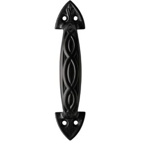 5.5" Black Cast Iron Pull Handle – Decorative Vintage Cabinet Door Handle for Barn Doors, Drawers, Gates, Trunks – Rustic Matte Finish – Heavy Duty Grip in Saudi Arabia