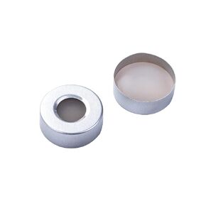 J&K Scientific 20 mm Silver Open Aluminum Crimp Caps with Natural PTFE/Silicone Septum (Pack of 100) in Saudi Arabia