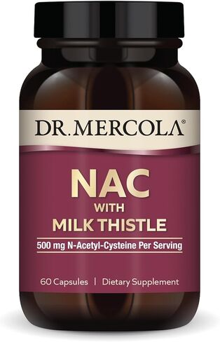 Dr. Mercola NAC with Milk Thistle - with Antioxidants - Supports Normal Detoxification Processes - 500 mg N-Acetyl-Cysteine per Serving - Non-GMO, Gluten-Free & Soy Free - 60 Capsules (30 Servings) in Saudi Arabia