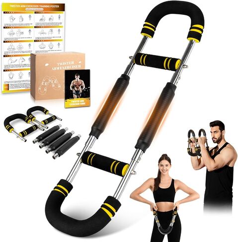 Twister Arm Trainer for Women & Men, 6 Adjustable Resistance Levels(30-120 lb) Chest Trainer with 4 Spring & Training Poster, Chest Workout Equipment for Chest Clip Muscle & Arm Strength in Saudi Arabia