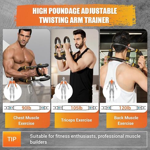 Twister Arm Trainer for Women & Men, 6 Adjustable Resistance Levels(30-120 lb) Chest Trainer with 4 Spring & Training Poster, Chest Workout Equipment for Chest Clip Muscle & Arm Strength in Saudi Arabia