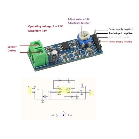 4PCS LM386 Mono Audio Amplifier Module 20 Times Amplifier 10K Adjustable Resistance 5V-12V in Saudi Arabia
