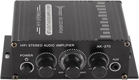 Qiilu Car Audio Amplifier, Stereo Amplifier 12V Portable Clear Sound Quality Mini Amplifier for Car Motorbike Home (AK270) in Kuwait