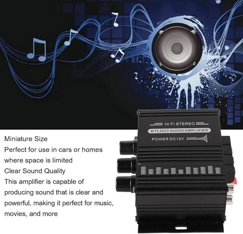 Qiilu Car Audio Amplifier, Stereo Amplifier 12V Portable Clear Sound Quality Mini Amplifier for Car Motorbike Home (AK270) in Kuwait