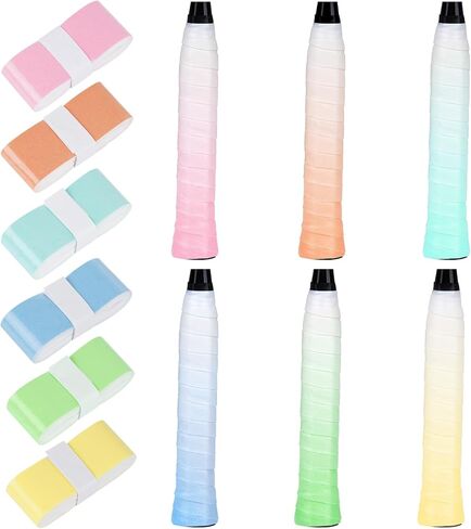 6 Pack Tennis Racket Grip Tape Non-Slip Absorbent Gradient Color Sweat Tennis Racket Overgrips for Tennis Pickleball Badminton Golf Baseball Bat in Saudi Arabia