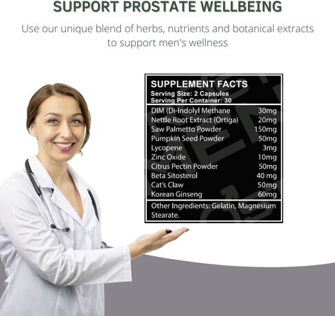 Prostate Supplement Capsules - Prostate Support - Urinary Frequency - Quality Sleep - Energy & Vitality - Saw Palmetto - Sting Nettle - Pack of 2-120 Caps in Saudi Arabia
