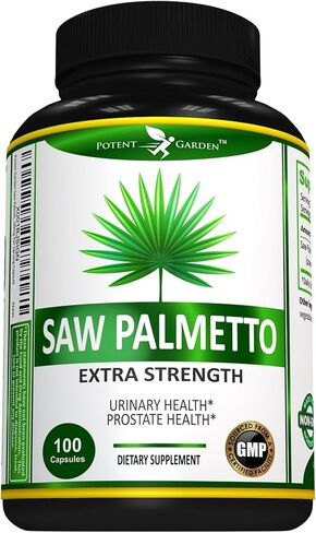 Potent Garden Saw Palmetto 500 mg - مكملات البروستاتا للرجال - يدعم تردد وتدفق التبول الصحي - غير معدل وراثيًا، 100 كبسولة بالميتو المنشاري in Kuwait