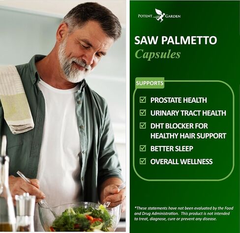 Potent Garden Saw Palmetto 500 mg - مكملات البروستاتا للرجال - يدعم تردد وتدفق التبول الصحي - غير معدل وراثيًا، 100 كبسولة بالميتو المنشاري in Kuwait
