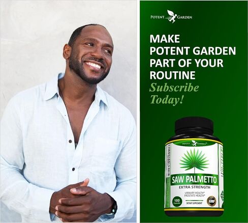 Potent Garden Saw Palmetto 500 mg - مكملات البروستاتا للرجال - يدعم تردد وتدفق التبول الصحي - غير معدل وراثيًا، 100 كبسولة بالميتو المنشاري in Kuwait