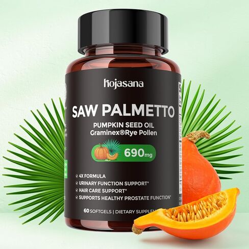 سو بالميتو للرجال، مكمل لصحة البروستاتا، من الدرجة الصيدلانية - مانع DHT - جرامينيكس | زيت بذور اليقطين | نبات القراص يدعم وظيفة المسالك البولية ومنع تساقط الشعر، 60 كبسولة هلامية in Kuwait