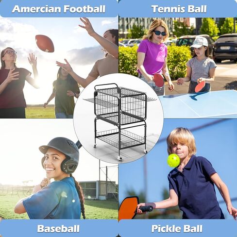 Tennis Ball Cart for 350 Balls, Trolley Cart with Wheels Laundry Basket, Extra Large Utility Trolley for Storage Sport Equipments DIY Tools Toys Ball Hopper Tennis Racket in Kuwait