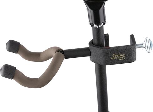 String Swing Mic Stand Guitar Hanger - Holder for Electric Acoustic and Bass Guitars Stand Accessories for Home or Studio - Keeps Musical Instruments Safe On Stage Black Metal Stand Clamp CC04K in Saudi Arabia
