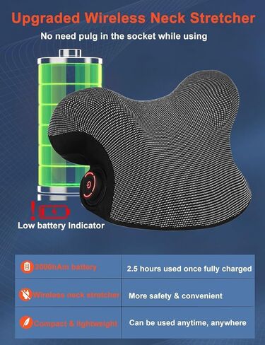 نقالة لاسلكية ساخنة للرقبة لتخفيف الآلام، جهاز جر عنق الرحم والكتف اللاسلكي المحمول مع وسادة تسخين الجرافين بدون رائحة، حافظة علاج مغناطيسي لمحاذاة العمود الفقري in Kuwait