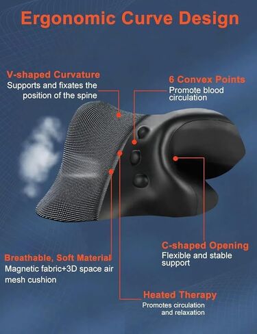 نقالة لاسلكية ساخنة للرقبة لتخفيف الآلام، جهاز جر عنق الرحم والكتف اللاسلكي المحمول مع وسادة تسخين الجرافين بدون رائحة، حافظة علاج مغناطيسي لمحاذاة العمود الفقري in Kuwait
